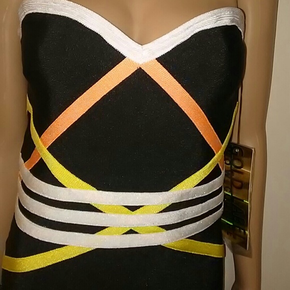 Sexy Strapless Black Dress with Colorful Detail - Picture 6 of 8